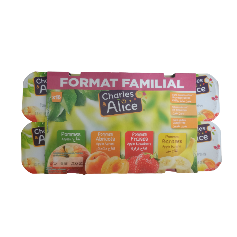 Charles &amp; Alice - Compote Pomme Panache - Format Familial x 16 - 1,6kg***